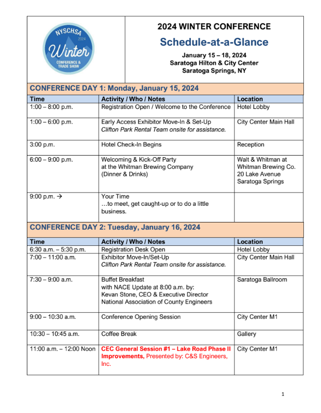 2024 Winter Conference Schedule